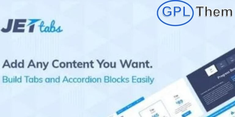 JetTabs – Tabs & Accordions Addon for Elementor Page Builder JetTabs is a powerful and user-friendly Elementor addon that enables you to create fully customizable tabs, accordions, and image accordions with ease. Perfect for organizing content in a clean, stylish, and responsive layout, JetTabs enhances the functionality and visual appeal of your WordPress pages.