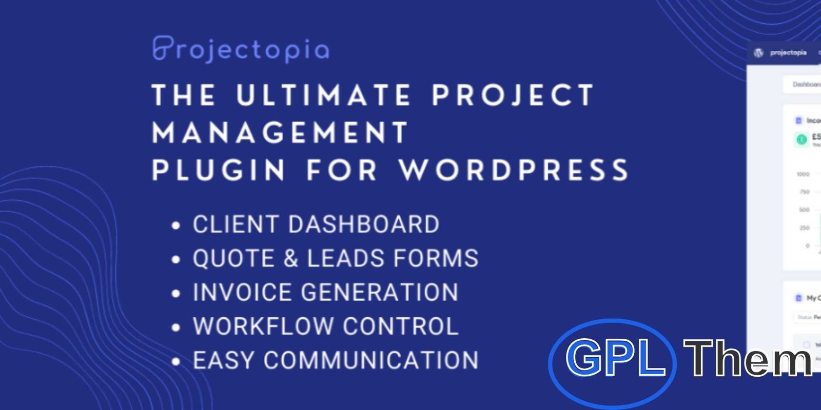 Projectopia WP Project Management Projectopia – WordPress Project Management Plugin Projectopia (formerly known as CQPIM) is a powerful and fully-featured project management plugin for WordPress, originally developed by a web agency in Brighton, UK, to streamline internal operations with clients and team collaboration.