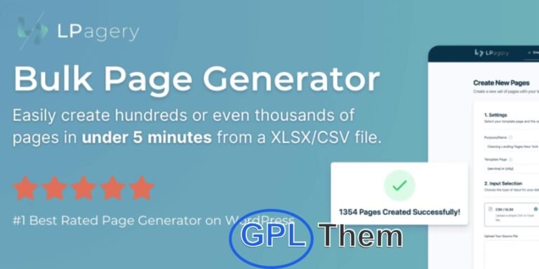 LPagery Pro – Bulk Page Creator for WordPress LPagery Pro is the ultimate solution for quickly generating hundreds or thousands of dynamic landing pages in WordPress. With support for CSV and XLSX file uploads, you can create bulk pages in just minutes—saving valuable time and reducing manual work.