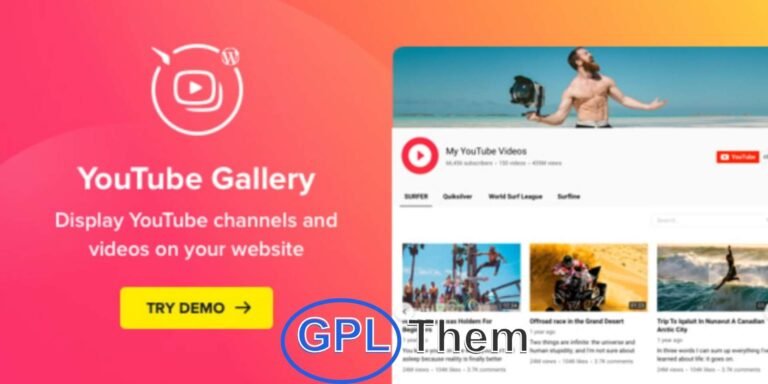 YouTube Plugin – WordPress YouTube Gallery for Videos, Channels & Playlists The YouTube Plugin – WordPress YouTube Gallery is a powerful tool for embedding and showcasing YouTube videos, playlists, and entire channels directly on your WordPress website. Create responsive video galleries to engage your visitors, boost time on site, and promote your brand through rich multimedia content.