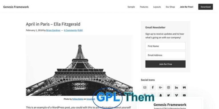 StudioPress Genesis Framework – Powerful WordPress Theme Framework for Fast, Secure, and SEO-Optimized Websites The Genesis Framework by StudioPress is a trusted and robust foundation that helps you build high-performance, secure, and SEO-optimized WordPress websites—quickly and easily. Whether you're a beginner looking for simplicity or a seasoned developer who needs flexibility, Genesis provides the perfect starting point to create stunning websites with clean code and lightning-fast performance.