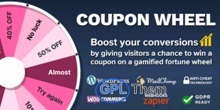 Coupon Wheel for WooCommerce & WordPress – Gamified Exit-Intent Popup Plugin Coupon Wheel is a powerful, lightweight gamified popup plugin designed to increase conversions and reduce cart abandonment by engaging visitors with an interactive spin-to-win fortune wheel. Perfectly integrated with WooCommerce and WordPress, it encourages users to stay longer, complete purchases, and share their contact information in exchange for exclusive discount coupons.