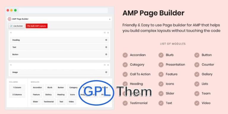 AMP for WP – Accelerated Mobile Pages Plugin + All Extensions Bundle AMP for WP is the ultimate Accelerated Mobile Pages (AMP) plugin for WordPress, designed to dramatically improve your website’s speed and performance on mobile devices. By automatically adding AMP functionality, this plugin ensures faster loading times, improved mobile SEO, and a better overall user experience for your site visitors.
