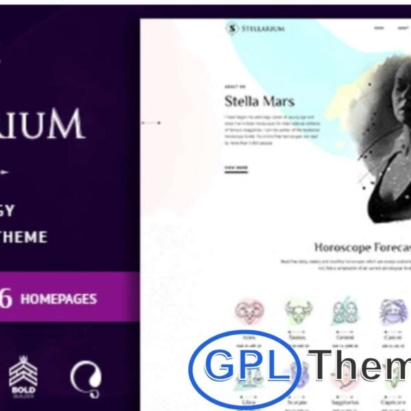 Stellarium – Horoscope & Astrology WordPress Theme Stellarium is a beautifully crafted WordPress theme designed specifically for astrologers, zodiac consultants, astrology events, horoscope report stores, and spiritual service providers. Fully responsive, retina-ready, and easy to customize, Stellarium makes it effortless to launch a modern astrology website with just a few clicks.