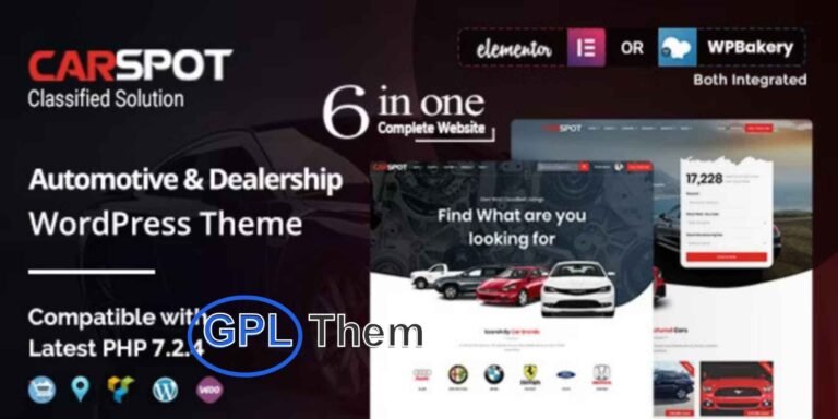 CarSpot – Automotive Car Dealer WordPress Classified Theme CarSpot is a powerful and feature-rich WordPress theme designed specifically for automotive businesses, car dealerships, and vehicle classifieds. Whether you run a small car showroom or manage a full-scale auto dealership, CarSpot helps you take your business online with a modern, professional, and conversion-optimized website.