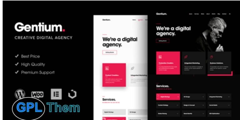 Gentium – Modern One-Page WordPress Theme for Creative & Digital Agencies Gentium is a sleek, modern, and visually captivating WordPress theme designed specifically for digital agencies, marketing firms, SEO experts, consultants, and creative professionals. With a mobile-first approach and stunning one-page layout, Gentium offers a powerful platform to showcase your services and build an impressive online presence.