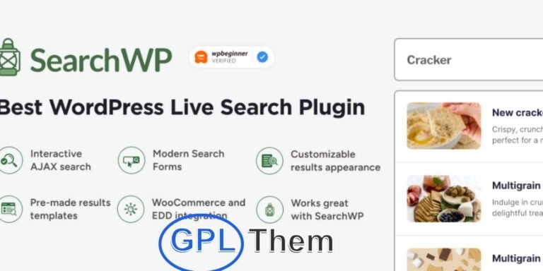 SearchWP – Instantly Enhance WordPress Site Search for Better User Experience & Conversions SearchWP is a powerful and flexible WordPress search plugin designed to dramatically improve your site’s search functionality. With no coding required, you can easily create custom search engines and fine-tune algorithms to deliver more relevant and accurate search results—boosting both content visibility and user engagement.