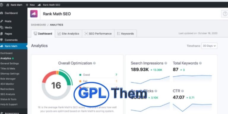 Rank Math Pro – Advanced SEO Plugin for WordPress Rank Math Pro is a premium WordPress SEO plugin that helps you effortlessly improve your website’s visibility in search engine results. Built for performance and ease of use, Rank Math offers a comprehensive suite of SEO tools designed to optimize every aspect of your site—especially on-page SEO.