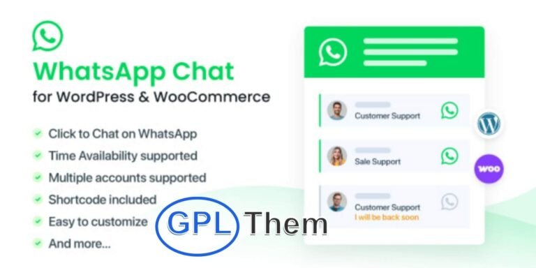 WhatsApp Chat – Real-Time Messaging Plugin for WordPress The WhatsApp Chat WordPress Plugin allows you to seamlessly integrate WhatsApp messaging into your website, providing a direct and personal way to connect with your visitors. Boost customer engagement, trust, and loyalty by offering instant support and communication—right from your WordPress site.