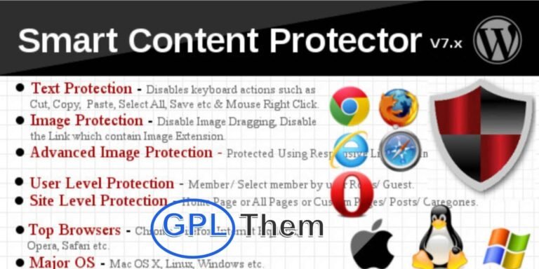 Smart Content Protector Pro – Advanced Copy Protection Plugin for WordPress Smart Content Protector Pro is a powerful WordPress plugin designed to safeguard your website’s text and images from unauthorized copying, plagiarism, and content theft. Ideal for bloggers, creatives, photographers, and business owners, this plugin ensures your original content stays protected across your site.