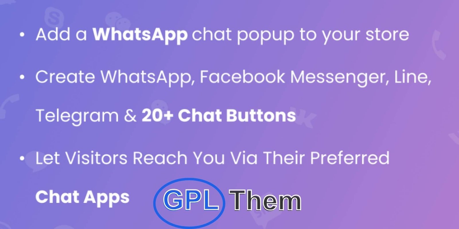 Chaty Pro – WordPress Chat Plugin Chaty Pro – WordPress Chat Plugin Engage your website visitors instantly with Chaty Pro, the all-in-one WordPress chat plugin. Add a floating chat button to your site and let users connect through their preferred messaging platforms — WhatsApp, Facebook Messenger, Telegram, Viber, and more.