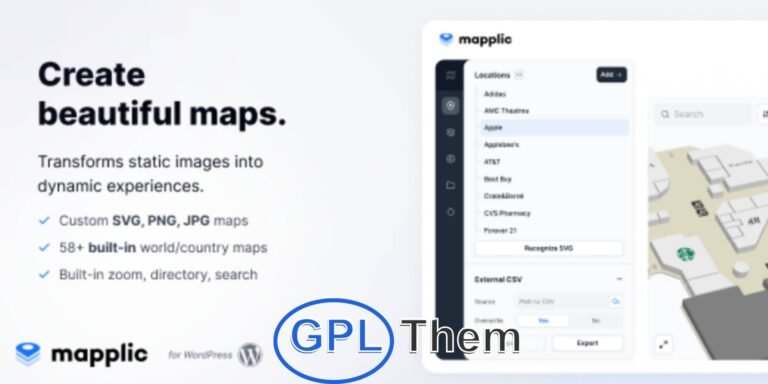 Mapplic – Interactive Map Plugin for WordPress Mapplic is a top-rated custom interactive map plugin for WordPress that transforms images, floor plans, and vector graphics into responsive, touch-friendly maps. Ideal for showcasing store locations, venues, campuses, floor plans, or regional highlights, Mapplic adds a powerful layer of interactivity to your site.