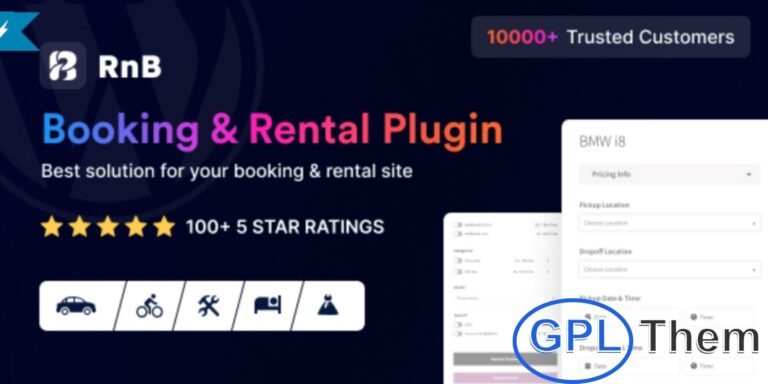 RnB – WooCommerce Booking & Rental Plugin for WordPress RnB – WooCommerce Booking & Rental Plugin is a top-rated solution for building a fully functional rental and booking system on your WordPress website. Whether you're renting out cars, bikes, dresses, tools, gadgets, or any other product, this plugin makes it easy to manage bookings and availability right from your WooCommerce store.