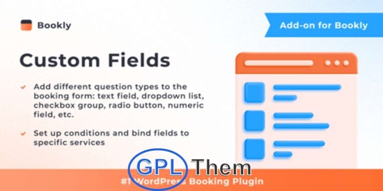 Bookly Custom Fields Add-on – Collect Additional Customer Information During Booking Note: This is an add-on and requires Bookly PRO to be installed and activated. Enhance your booking process with the Bookly Custom Fields Add-on, a powerful extension that allows you to add extra custom fields to your appointment forms.