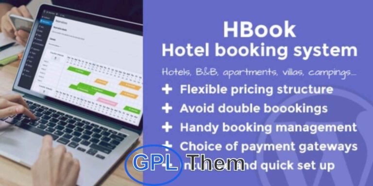 HBook – Hotel Booking System WordPress Plugin (v1.9.4) HBook is a powerful and user-friendly WordPress booking plugin designed specifically for the hospitality industry. Whether you run a hotel, bed & breakfast, vacation rental, or campsite, HBook makes it easy to integrate a fully functional online reservation system into your website.