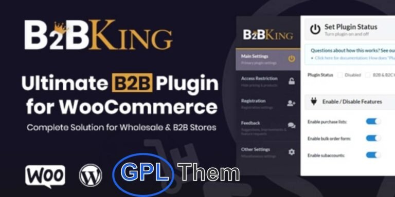 BKing – The Ultimate WooCommerce B2B & Wholesale Plugin BKing is a powerful and all-in-one WooCommerce B2B plugin designed to transform your store into a fully functional B2B or hybrid B2B+B2C platform. Whether you're catering to wholesale buyers or combining retail and business sales, BKing offers everything you need for a seamless and scalable B2B eCommerce experience.