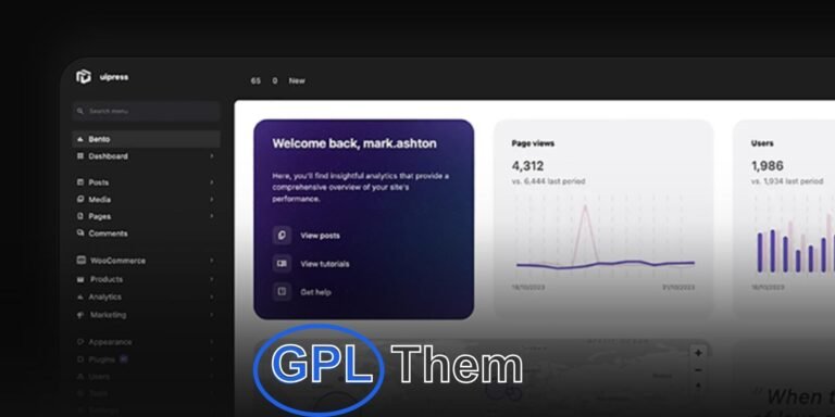 UiPress – Modern WordPress Admin Dashboard Theme UiPress is a sleek and modern WordPress dashboard theme designed to transform the default admin interface into a highly customizable, user-friendly experience. Featuring a streamlined UI, built-in Google Analytics integration, an enhanced media library, dark mode, and white-label branding options, UiPress is perfect for developers, agencies, and site owners who want more control and a polished backend.