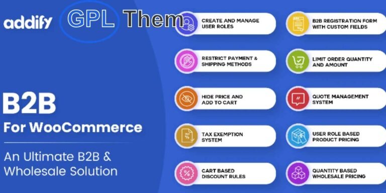 B2B for WooCommerce by Addify – Complete Wholesale Solution Plugin B2B for WooCommerce by Addify is a powerful WordPress plugin designed to transform your WooCommerce store into a fully functional B2B and wholesale platform—while still supporting B2C customers.