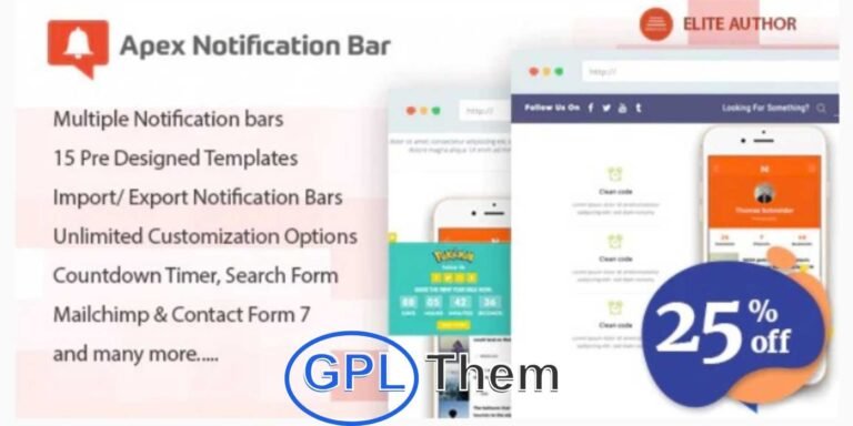 Apex Notification Bar – Responsive WordPress Notification Plugin Apex Notification Bar is a premium WordPress plugin that lets you display eye-catching, responsive notification bars on your website. Whether you're announcing new product launches, special deals, promotional offers, updates, or important news, this plugin helps you grab your visitors' attention instantly.