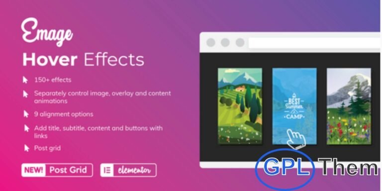 Emage – Advanced Image Hover Effects for Elementor Pro Elevate your website visuals with Emage – Image Hover Effects for Elementor Pro, the ultimate addon for creating stunning, interactive hover animations. Unlike other addons with limited styles, Emage offers 150+ customizable hover effects that can be independently applied to images, overlays, and content—unlocking endless design combinations.