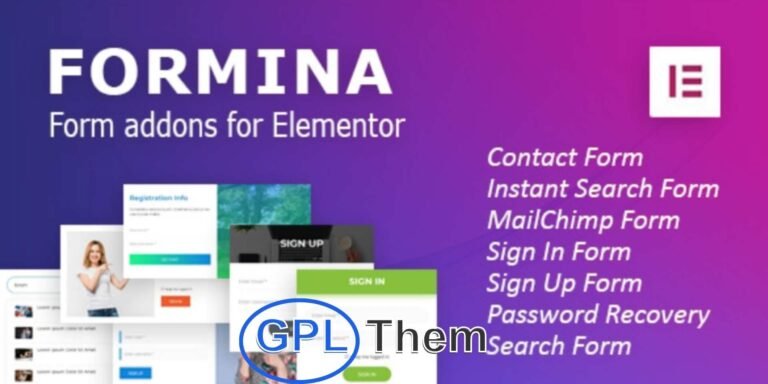 Formina – Powerful Form Addon for Elementor Formina is a feature-rich Elementor addon designed to supercharge your website with advanced and stylish form functionalities. It includes 7 essential form widgets such as: Contact Form Mailchimp Subscription Form AJAX Live Search Form User Login and Registration (with reCAPTCHA support) Password Recovery Form Native WordPress Search Form