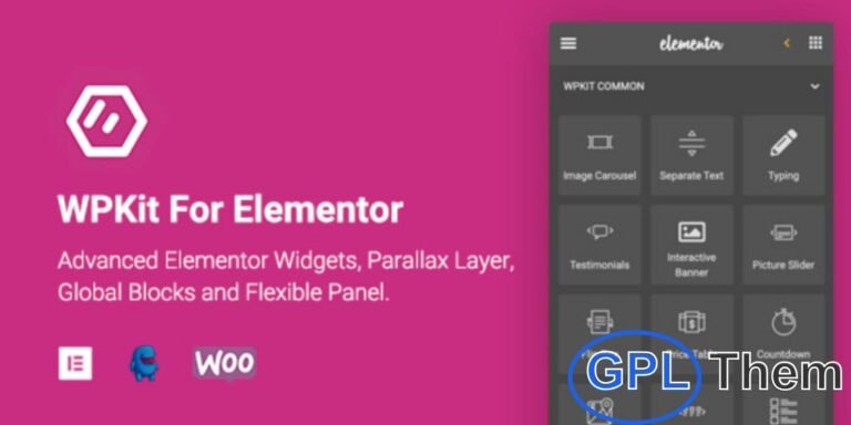 WPKit for Elementor – Advanced Widgets & WooCommerce Addons Made Easy WPKit for Elementor is a powerful premium addon that supercharges your Elementor experience without requiring the Pro version. Packed with advanced widgets, global blocks, parallax layers, and a flexible panel system, WPKit helps you design stunning pages faster and smarter.