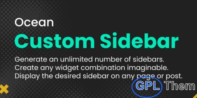 Ocean Custom Sidebar – Create Unlimited Sidebars for WordPress with OceanWP Ocean Custom Sidebar is a powerful add-on for the OceanWP theme that lets you generate unlimited custom sidebars and assign them to any page, post, or archive across your site.