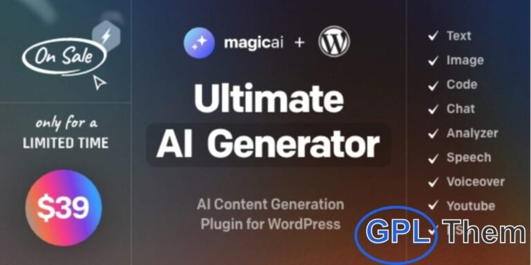 MagicAI for WordPress – AI-Powered Text, Image, Chat, Code & Voice Generator All-in-One AI Content Creation Tool for Bloggers, Designers & Online Stores MagicAI for WordPress, built on the best-selling PHP script from Envato Market, is your all-in-one AI assistant for faster, smarter content creation.