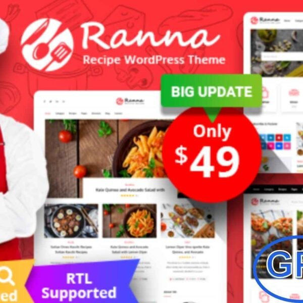 Ranna – Modern Food & Recipe WordPress Theme with RTL Support Perfect Theme for Food Bloggers, Chefs, and Culinary Creators Ranna is a stylish, clean, and fully responsive WordPress theme designed for food and recipe websites. Ideal for food bloggers, chefs, and cooking enthusiasts, Ranna offers beautifully crafted layouts, recipe-friendly features, and RTL language support to help you showcase your culinary content with ease.