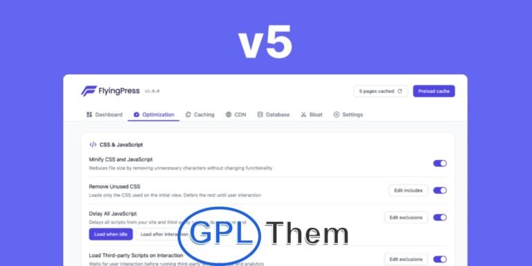 FlyingPress – All-in-One WordPress Speed Optimization Plugin Boost Site Speed with Caching, CDN Integration & Image Optimization FlyingPress is a powerful performance optimization plugin designed to take your WordPress website to the next level. From advanced page caching and CDN integration to smart image optimization, FlyingPress ensures lightning-fast load times and improved Core Web Vitals—helping you rank better on search engines and deliver a smoother user experience.