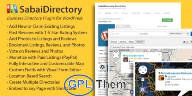 Sabai Directory – Premium Business Directory Plugin for WordPress Sabai Directory is a powerful and feature-rich WordPress directory plugin that lets you build professional, community-driven local business directories similar to Yelp, Google Places, or Yahoo! Local.