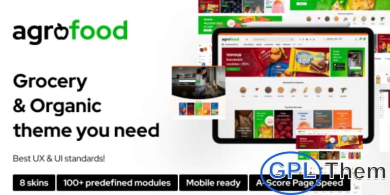 Agrofood – Organic Grocery & Multipurpose WooCommerce Theme Agrofood is a powerful and versatile Elementor-based WooCommerce WordPress theme, perfect for creating stunning online stores.
