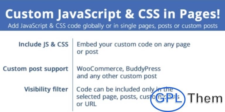 Custom JavaScript & CSS in Pages – Add Code to Any WordPress Post, Page, or Custom Post Type The Custom JavaScript & CSS in Pages plugin makes it easy to insert custom CSS and JavaScript code directly into individual posts, pages, or custom post types—without editing your theme or core files.