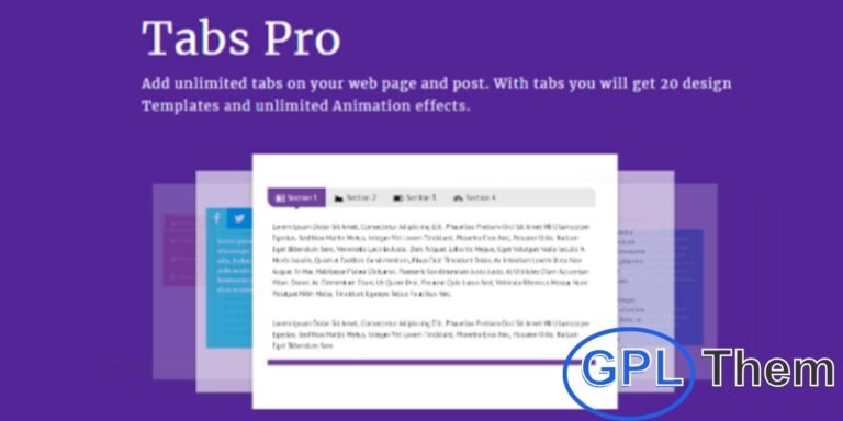 Tabs Pro by WPShopmart – Advanced Tabs Plugin for WordPress Tabs Pro by WPShopmart is a powerful WordPress plugin that lets you add unlimited responsive tabs to your pages and posts with ease. Ideal for organizing content and improving user experience, it comes packed with 20 professionally designed templates and a wide range of animation effects to enhance your website’s visual appeal.