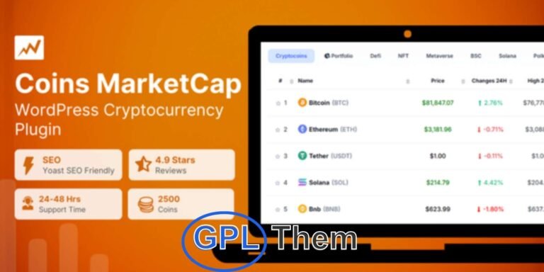 Coins MarketCap – Cryptocurrency Price Listing WordPress Plugin Easily build a fully automated cryptocurrency price tracking website with the Coins MarketCap WordPress Plugin. Powered by the CoinExchangePrice.com API, this plugin displays real-time crypto data including live coin prices, market capitalization, price charts, and detailed information for each digital asset.