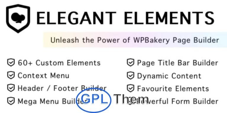 Elegant Elements for WPBakery Page Builder Elegant Elements is a premium add-on designed exclusively for WPBakery Page Builder, extending its functionality with a rich collection of advanced design elements. Please note: WPBakery Page Builder plugin is required and must be active to use this add-on.