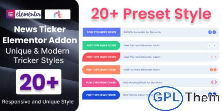 News Ticker Addon for Elementor – Display Scrolling Headlines Easily News Ticker Addon for Elementor is a lightweight WordPress plugin that lets you add eye-catching news tickers to your website with zero coding required. Designed specifically for Elementor, this addon includes 21 professionally designed ticker presets—perfect for highlighting news updates, announcements, or trending topics on any page.