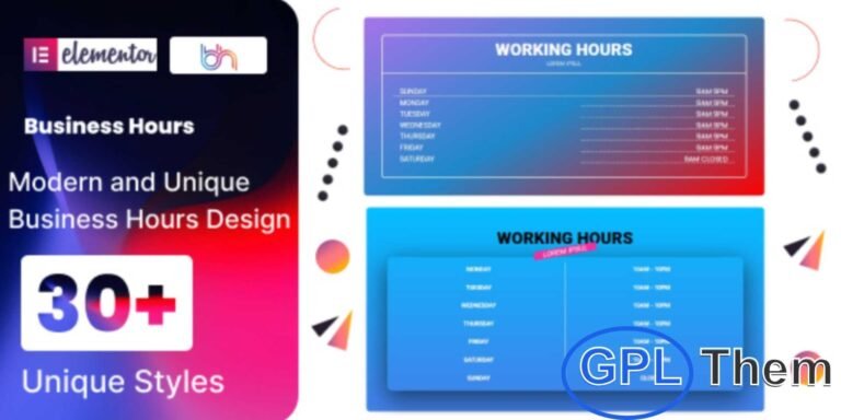 BWD Business Hours Addon for Elementor BWD Business Hours is a lightweight and user-friendly WordPress plugin built for Elementor, allowing you to showcase your business hours in a visually appealing way—no coding required. Choose from over 30 professionally designed presets, with 100+ additional layouts coming soon.