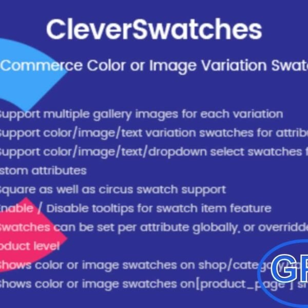 CleverSwatches – WooCommerce Color & Image Variation Swatches Plugin Transform your standard WooCommerce variable dropdowns into visually appealing color and image swatches with CleverSwatches. This powerful plugin enhances your product variations by allowing you to display color options or images in customizable shapes—round or square—in multiple sizes to suit your store’s design.