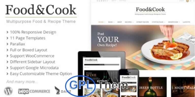 Cook It – WordPress Theme for Recipes & Food Blogs Cook It is a modern and feature-rich WordPress theme designed for food bloggers, chefs, and culinary websites. Easily add recipes with ingredients and step-by-step instructions using built-in tools and micro-markup for better SEO.
