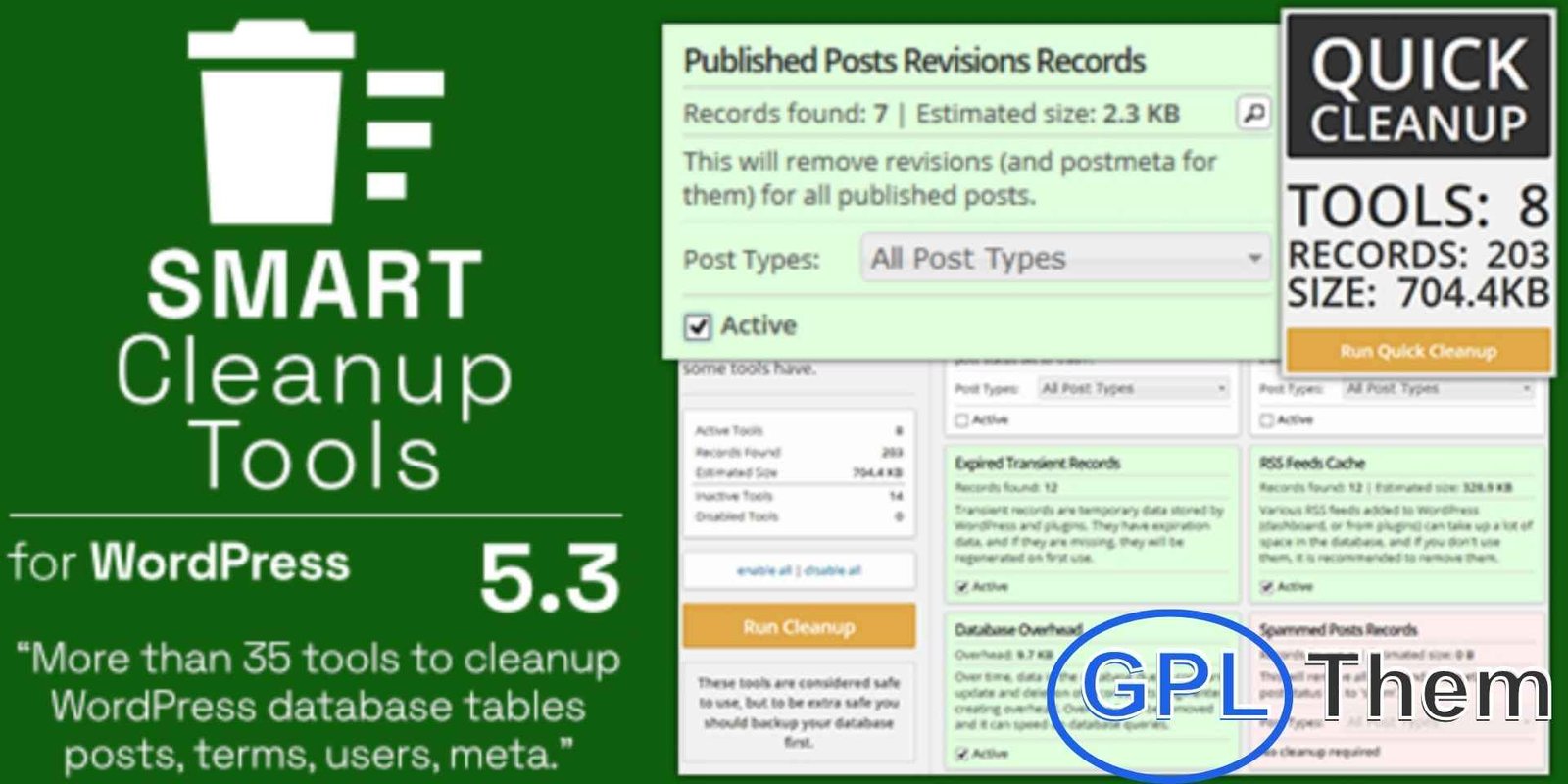 Smart Cleanup Tools – Plugin for WordPress Smart Cleanup Tools – Advanced WordPress Database Cleaner Plugin Smart Cleanup Tools is a powerful and easy-to-use WordPress plugin designed to optimize your website’s performance by cleaning up and managing your database. With 37+ cleanup, reset, and removal tools, this plugin helps you eliminate unnecessary data, reduce database size, and speed up your site.