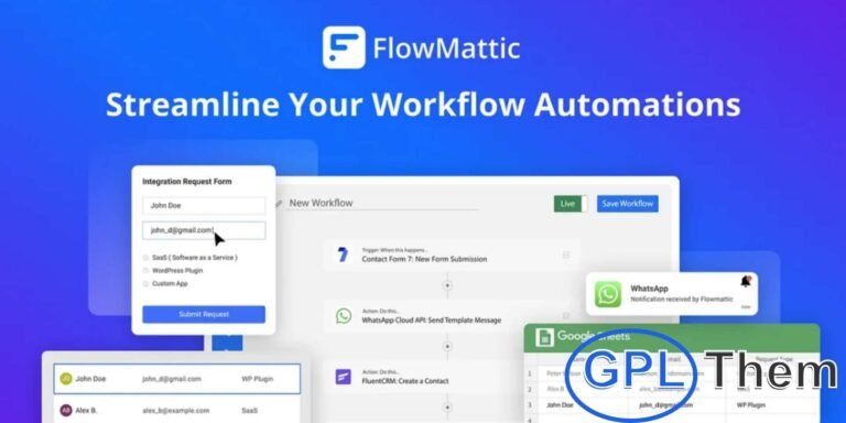 FlowMattic – No-Code WordPress Automation Plugin FlowMattic is a powerful automation plugin for WordPress that lets you connect your favorite plugins and third-party apps with just a few clicks—no coding required. Easily build automated workflows to move data between your website and external tools, saving time and boosting efficiency.