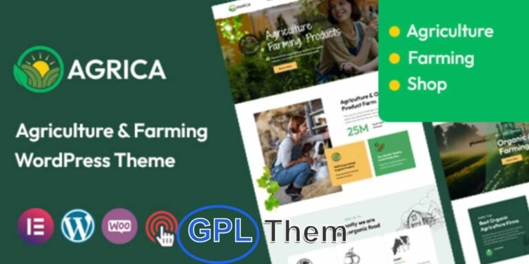 Agrica – Agriculture & Organic Farming WordPress Theme Agrica is a responsive and customizable WordPress theme designed for modern agricultural and organic farming websites.