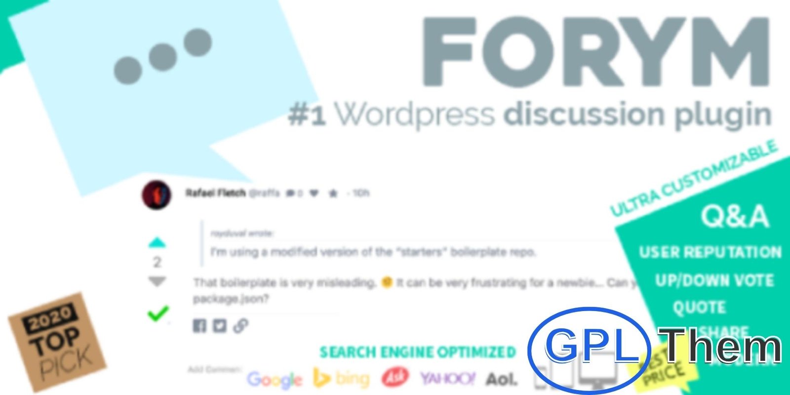 Forym – Modern Discussion Forum for WordPress Forym – Modern Frontend Forum Plugin for WordPress Forym is a powerful and modern WordPress forum plugin that lets you easily add a clean, user-friendly discussion board, helpdesk, or Q&A system to your website. Designed for seamless frontend integration, Forym offers advanced features that make managing forums, topics, replies, categories, and tags simple and efficient.