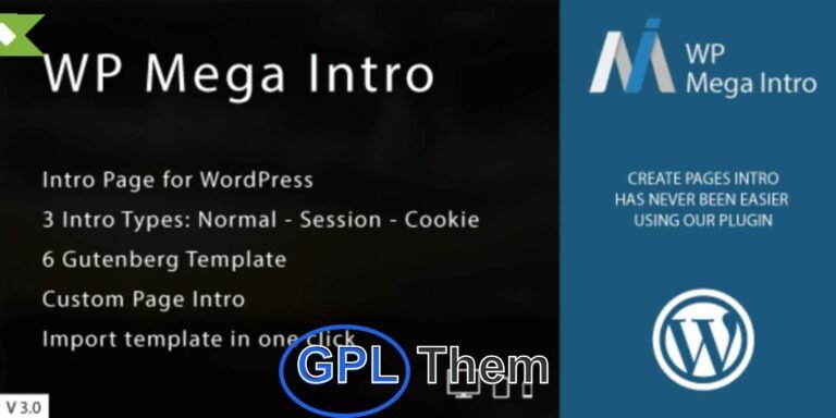 WP Mega Intro – Create Stunning Intro Pages for WordPress WP Mega Intro is a powerful WordPress plugin that lets you design eye-catching intro pages quickly and easily. Perfect for promotions, announcements, or welcome screens, this tool helps you grab visitor attention right from the first click.