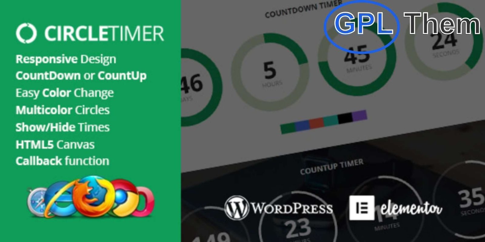CircleTimer – Addon for Elementor CircleTimer – Elementor Countdown Timer Addon for WordPress CircleTimer is a sleek and responsive countdown timer addon for Elementor, designed to easily integrate into any WordPress project. Perfect for creating urgency and boosting conversions, CircleTimer is ideal for limited-time offers, product launches, event countdowns, and more.
