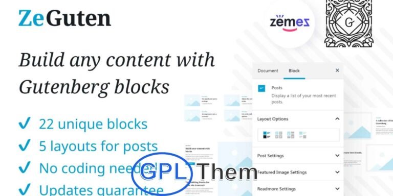 ZeGuten – Advanced Gutenberg Blocks Plugin for WordPress ZeGuten is a powerful Gutenberg plugin designed to help you build visually stunning, high-performing WordPress websites—without writing a single line of code. From content creation to layout customization, ZeGuten gives you all the tools you need to structure your site and showcase your ideas effortlessly.