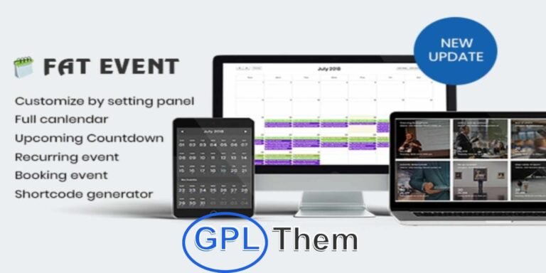 FAT Event – WordPress Event & Calendar Booking Plugin FAT Event is a powerful and responsive WordPress plugin designed to help you create, manage, and display events with ease. Perfect for any website, this all-in-one event calendar solution offers full customization through a user-friendly settings panel.