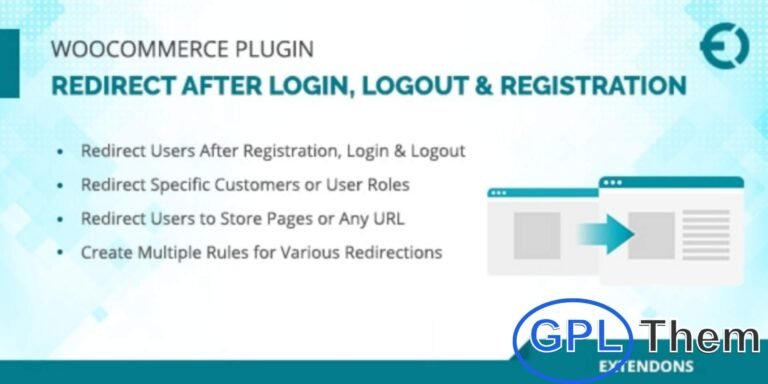 Redirect After Login, Registration & Logout for WooCommerce – Guide Customers to High-Converting Pages Boost your store’s conversion rates and user experience by redirecting customers to custom pages after login, registration, or logout. By default, WooCommerce takes users to the “My Account” page — but this plugin lets you take control of where they go next.