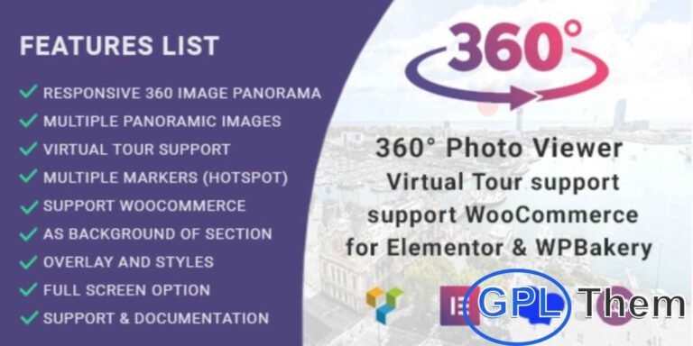 360° Photo Viewer – Create Immersive Virtual Tours in WordPress Showcase stunning panoramic images and build interactive virtual tours effortlessly with the 360° Photo Viewer plugin. Designed for Elementor, Gutenberg, and WPBakery, this plugin is ideal for real estate, travel, museums, showrooms, and more.